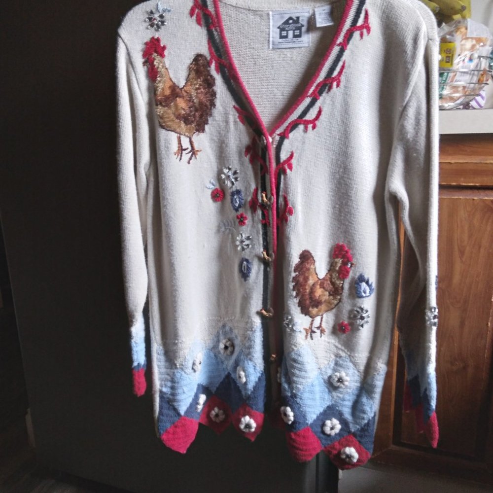 Storybook Rooster sweater, size M